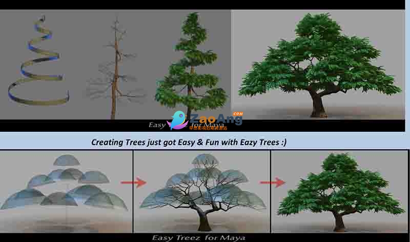 Easy Treez v2.0汉化版|Maya卡通风格树木插件